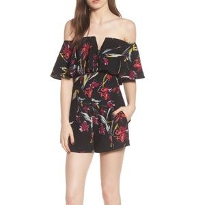 NEW LEITH Strapless Flounce Floral Romper